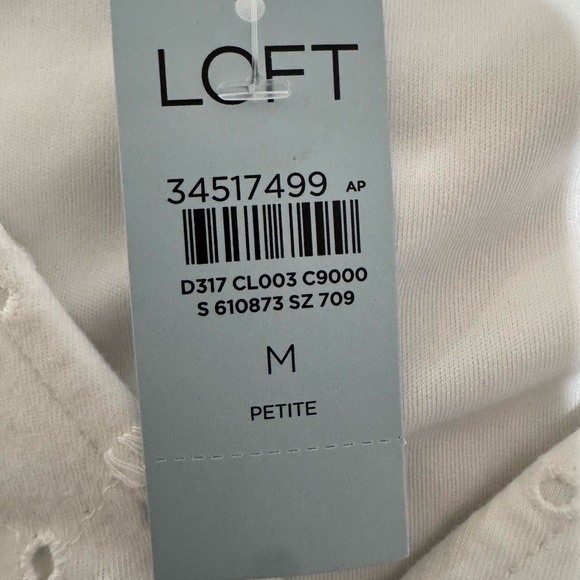 LOFT White Eyelet Cotton Puff Sleeve Tiered Lined Swing Mini Dress Sz MP NWT - Picture 11 of 13